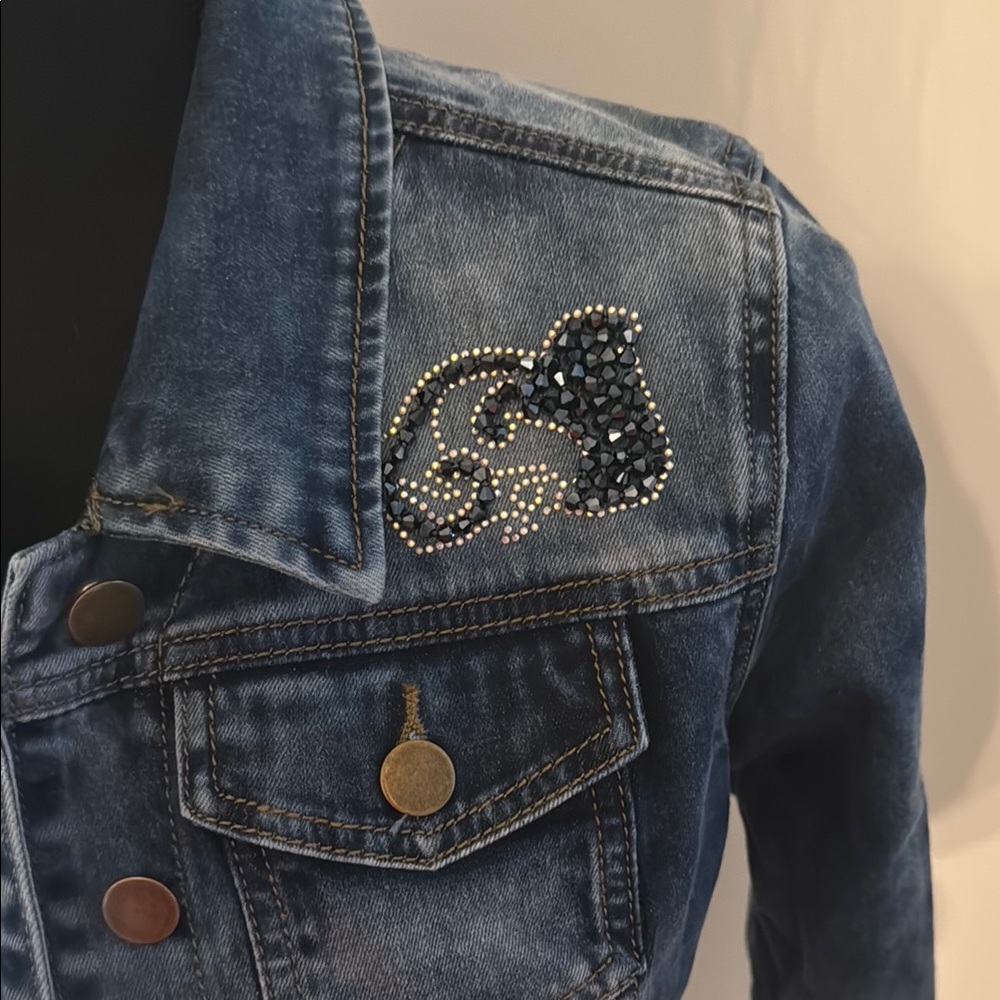 COPY - Embroidered Blue Denim Jacket With Embellishments - Picture 2 of 7